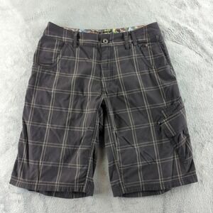 Lululemon Shorts Mens 34 Black Gray Plaid Cargo Athletic Golf Drawstring Casual
